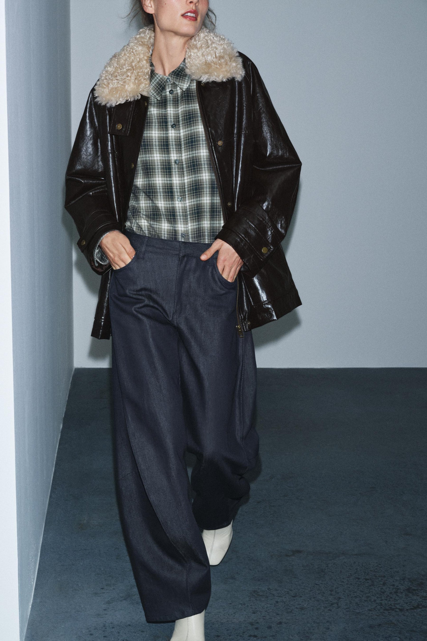 FAUX FUR COLLAR JACKET ZW COLLECTION - Image 7