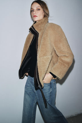 ZW COLLECTION FAUX SHEARLING DOUBLE-FACED JACKET - Image 2