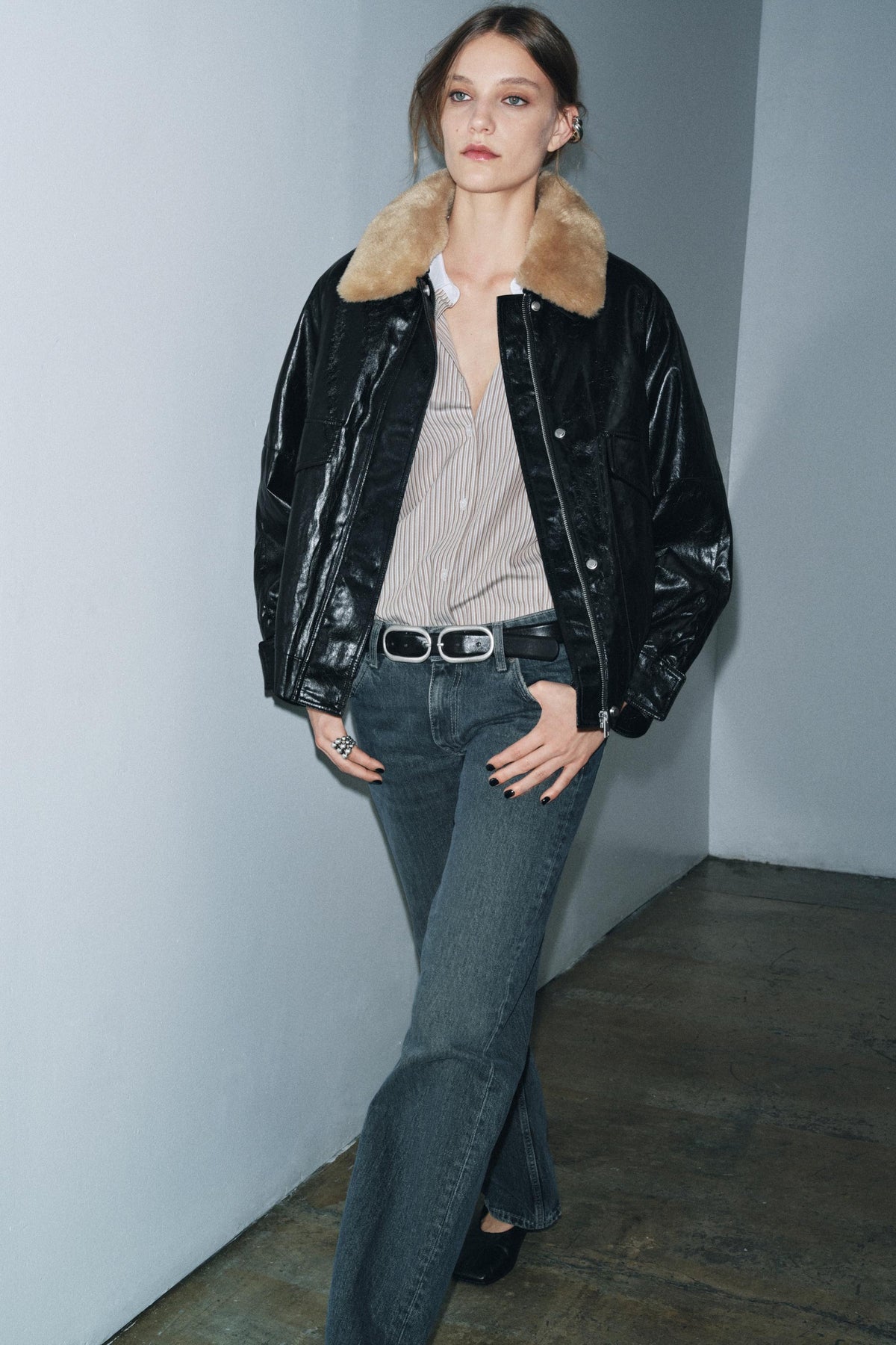 FAUX FUR COLLAR JACKET ZW COLLECTION - Image 1