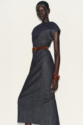 BELTED FITTED MIDI DRESS - Image 5