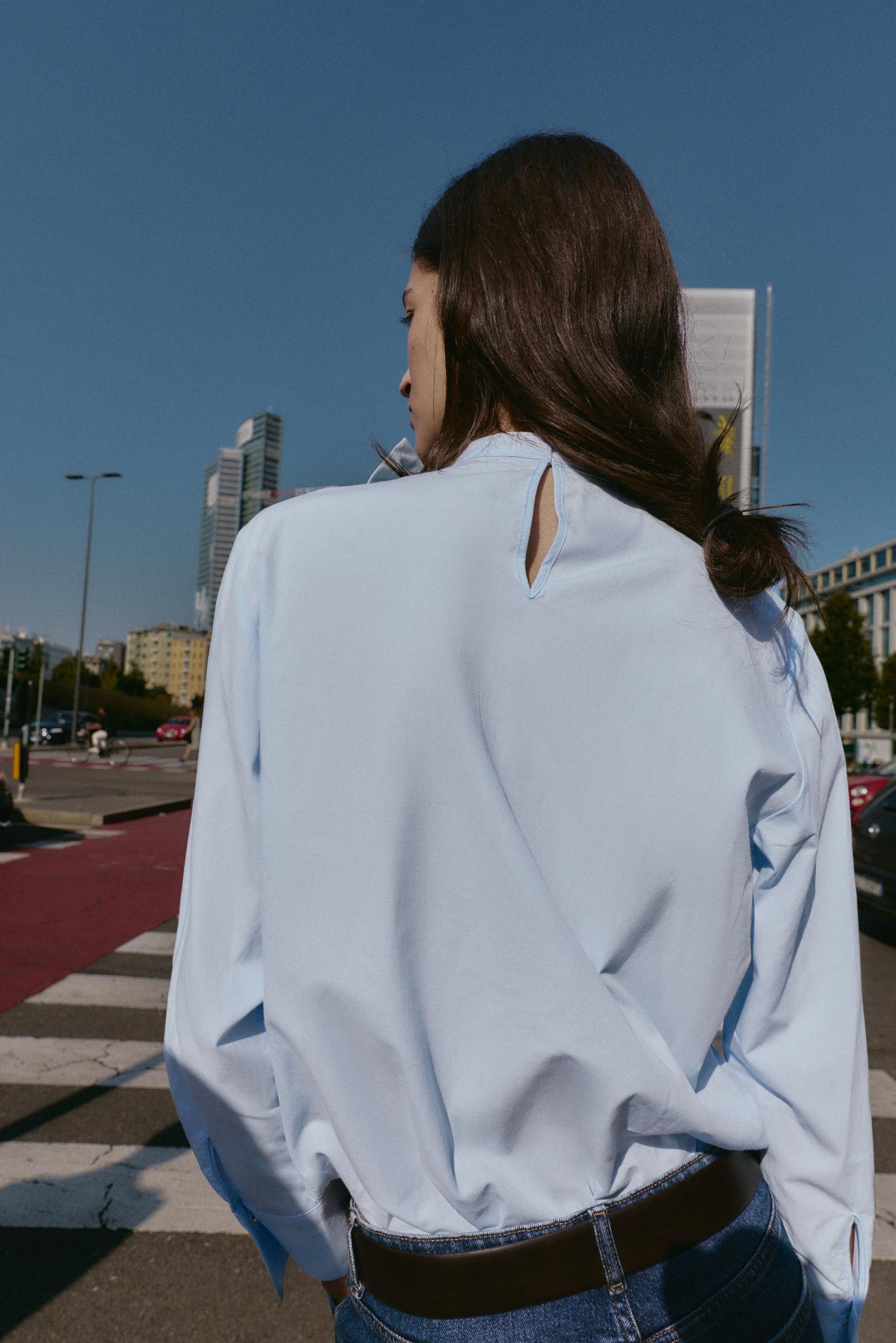 Bow Accent Poplin Blouse