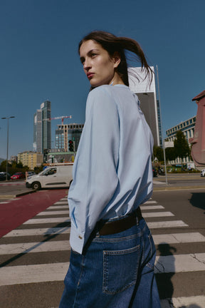 Bow Accent Poplin Blouse