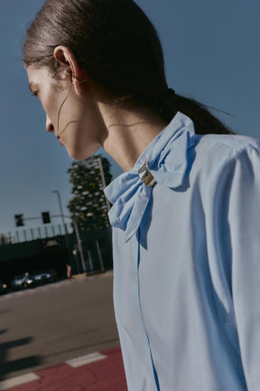 Bow Accent Poplin Blouse