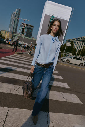 Bow Accent Poplin Blouse