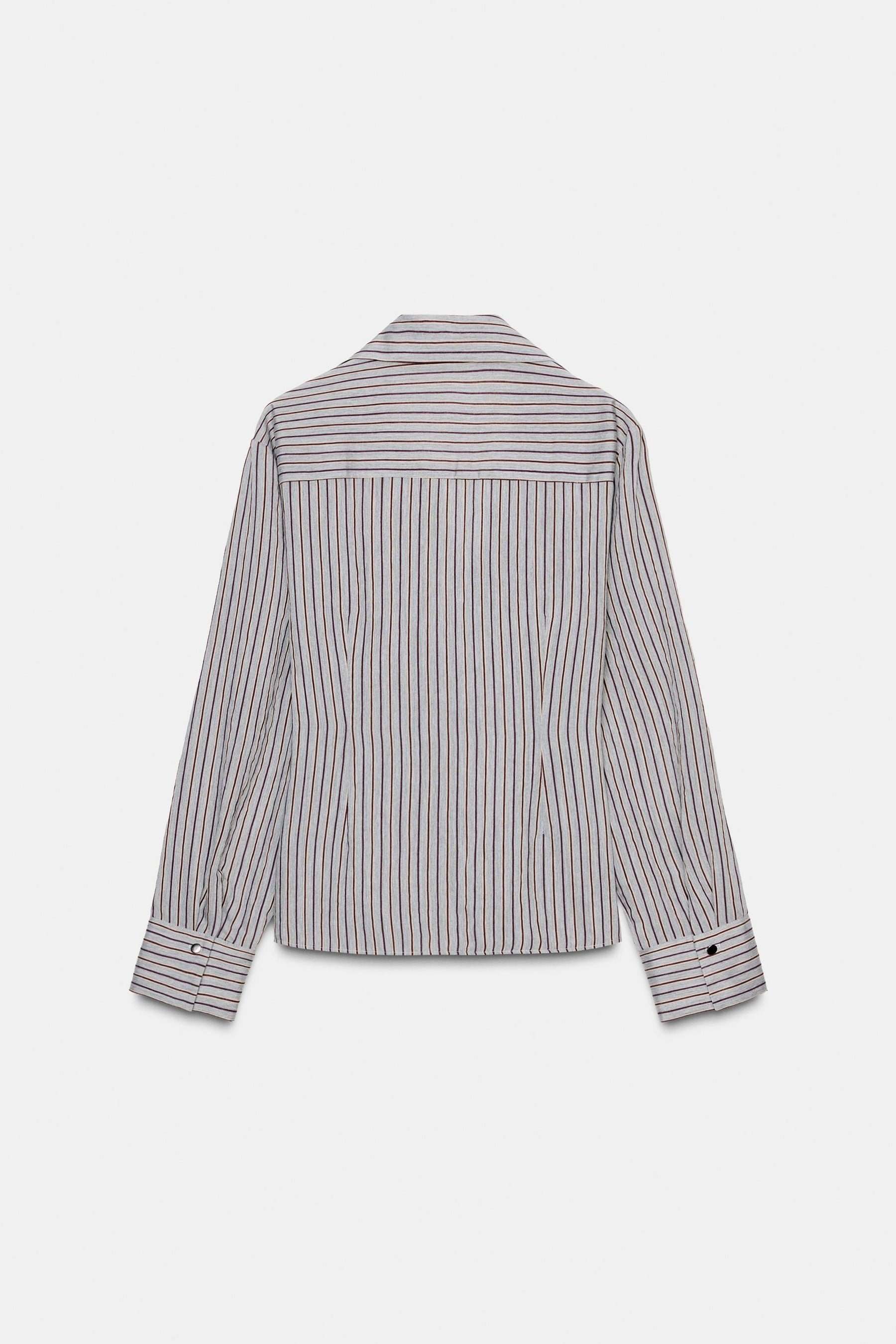 STRIPED BOW WRAP SHIRT