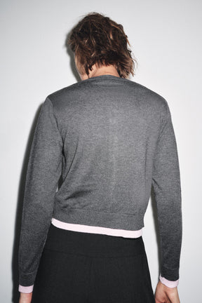 CONTRAST KNIT CARDIGAN - Image 3