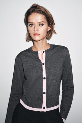 CONTRAST KNIT CARDIGAN - Image 1
