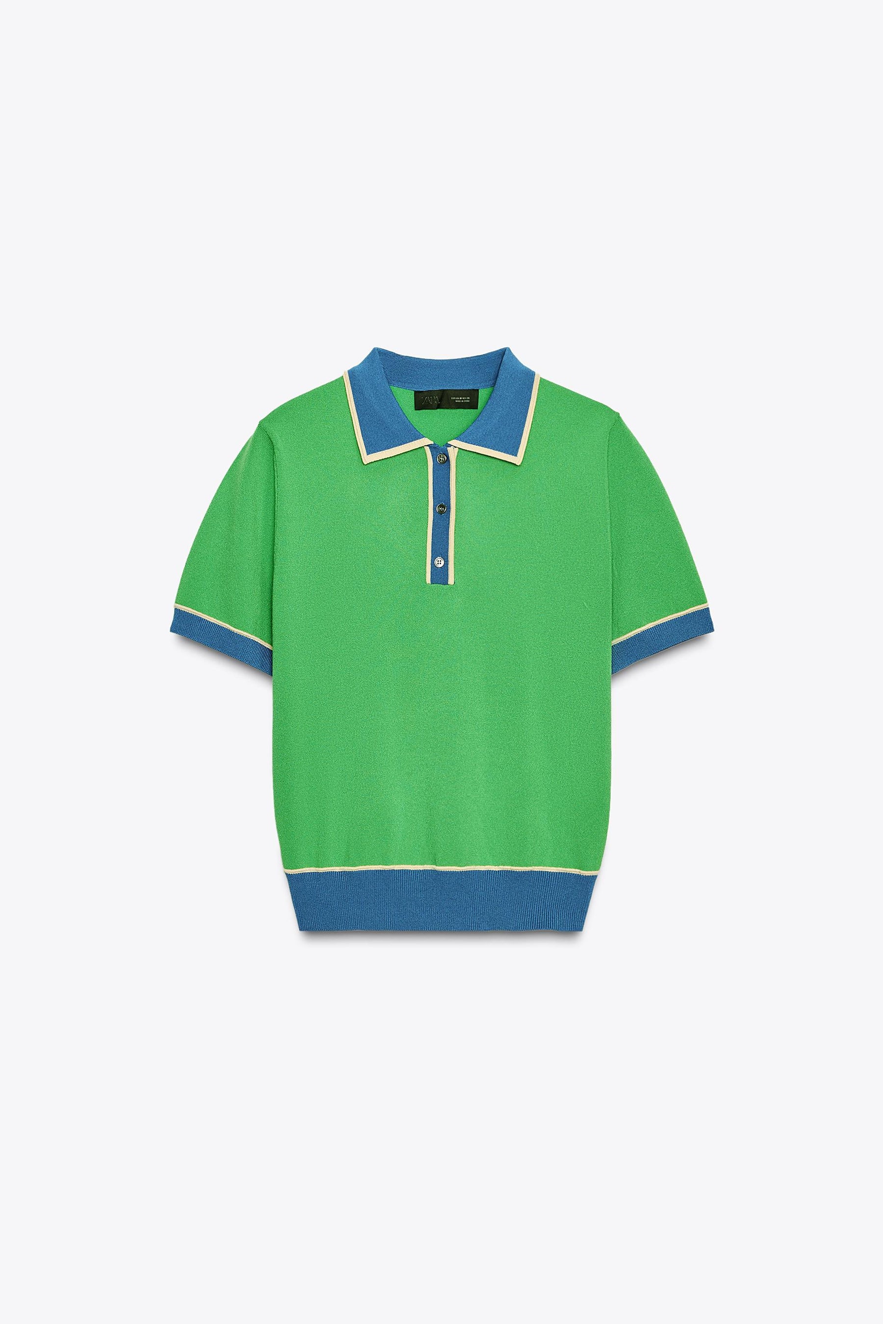 Contrast Knit Polo Shirt