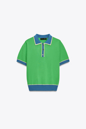 Contrast Knit Polo Shirt