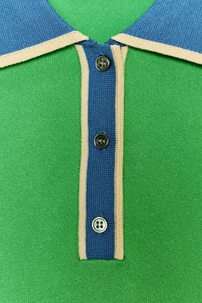 Contrast Knit Polo Shirt