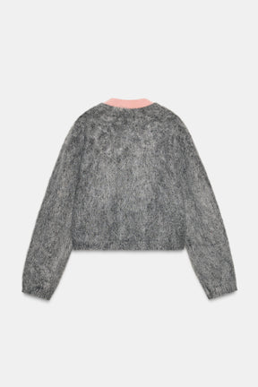 Checked Knit Cardigan