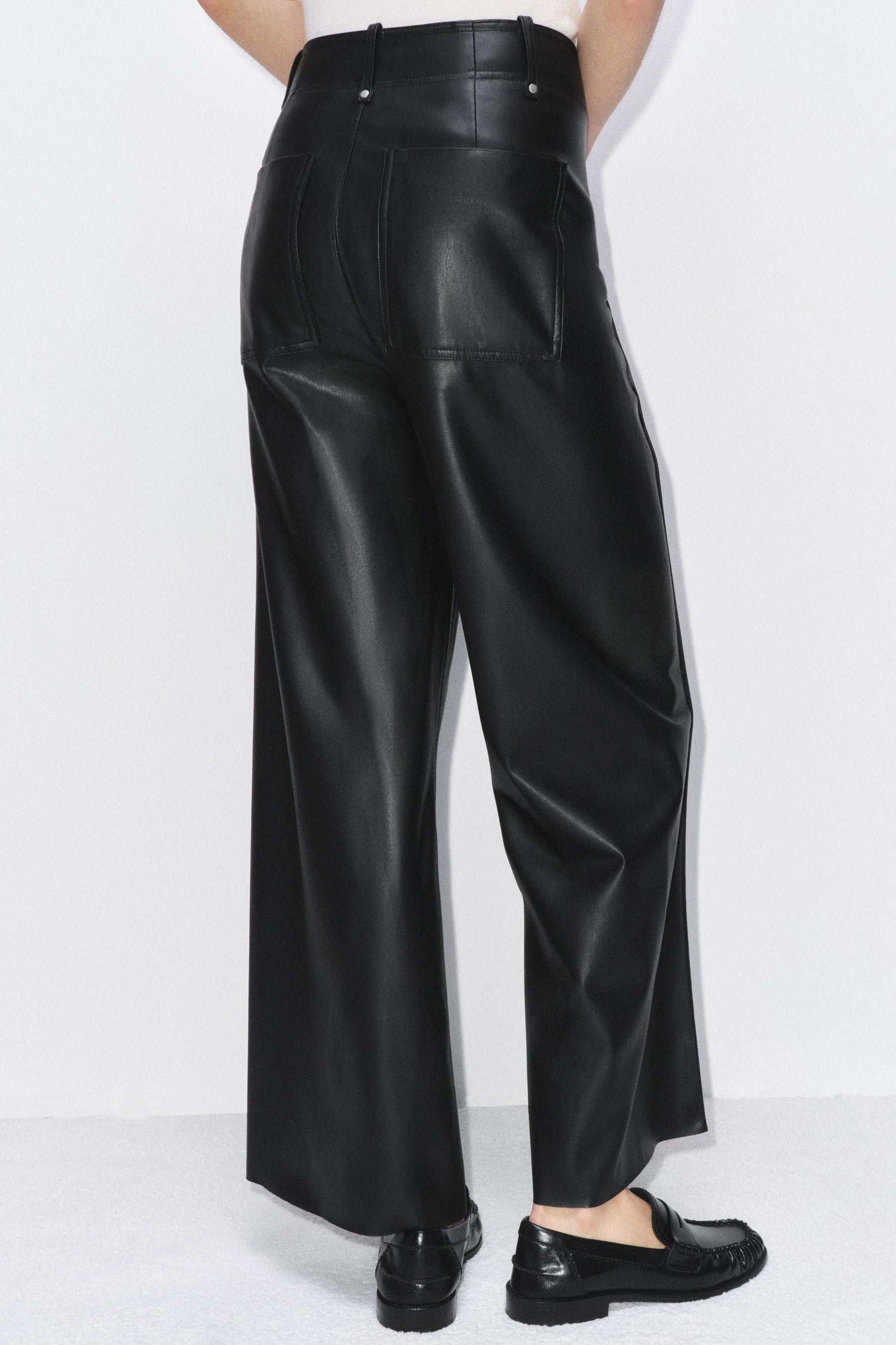 LEATHER-EFFECT WIDE-LEG TROUSERS