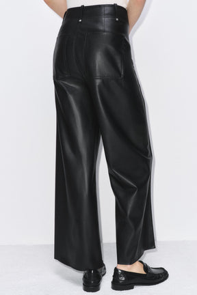LEATHER-EFFECT WIDE-LEG TROUSERS