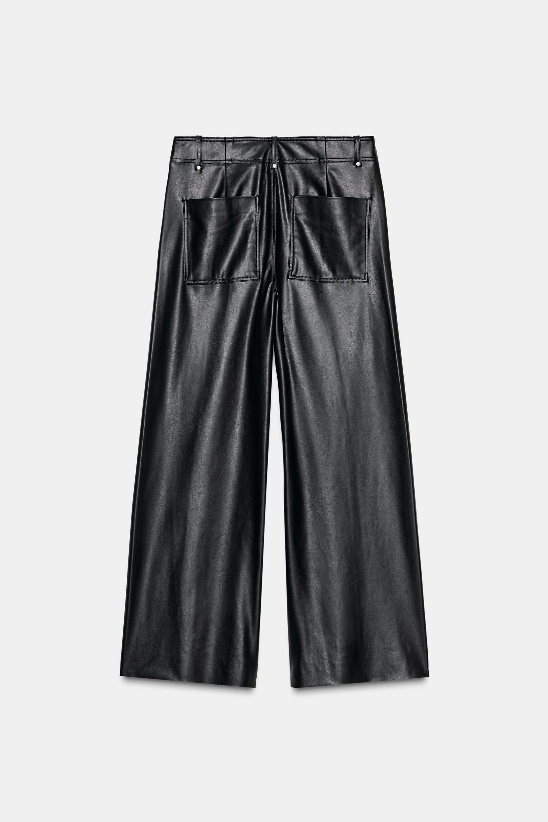 Tailored Wide-Leg Leather Trousers