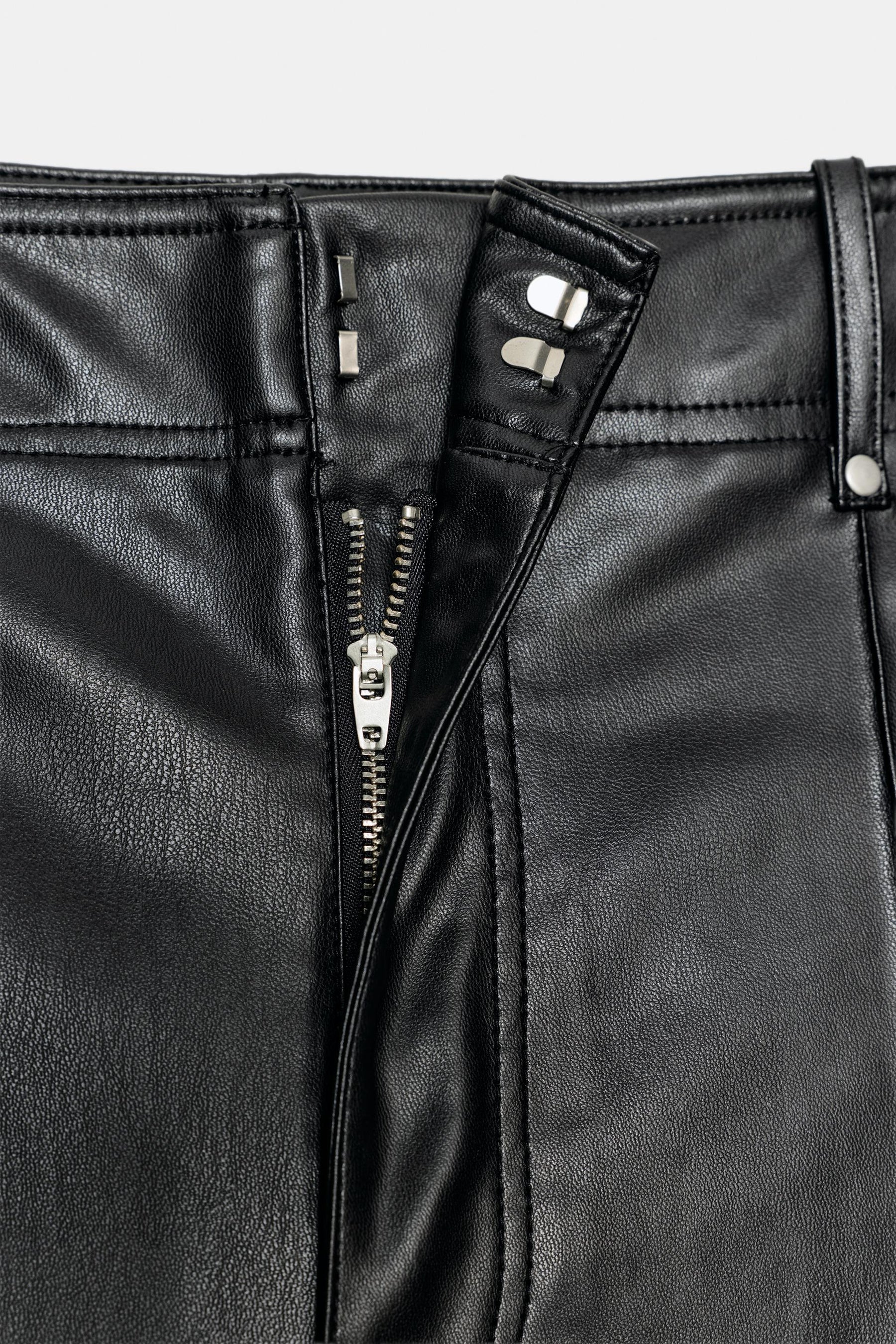 Wide-Leg Leather-Effect Trousers