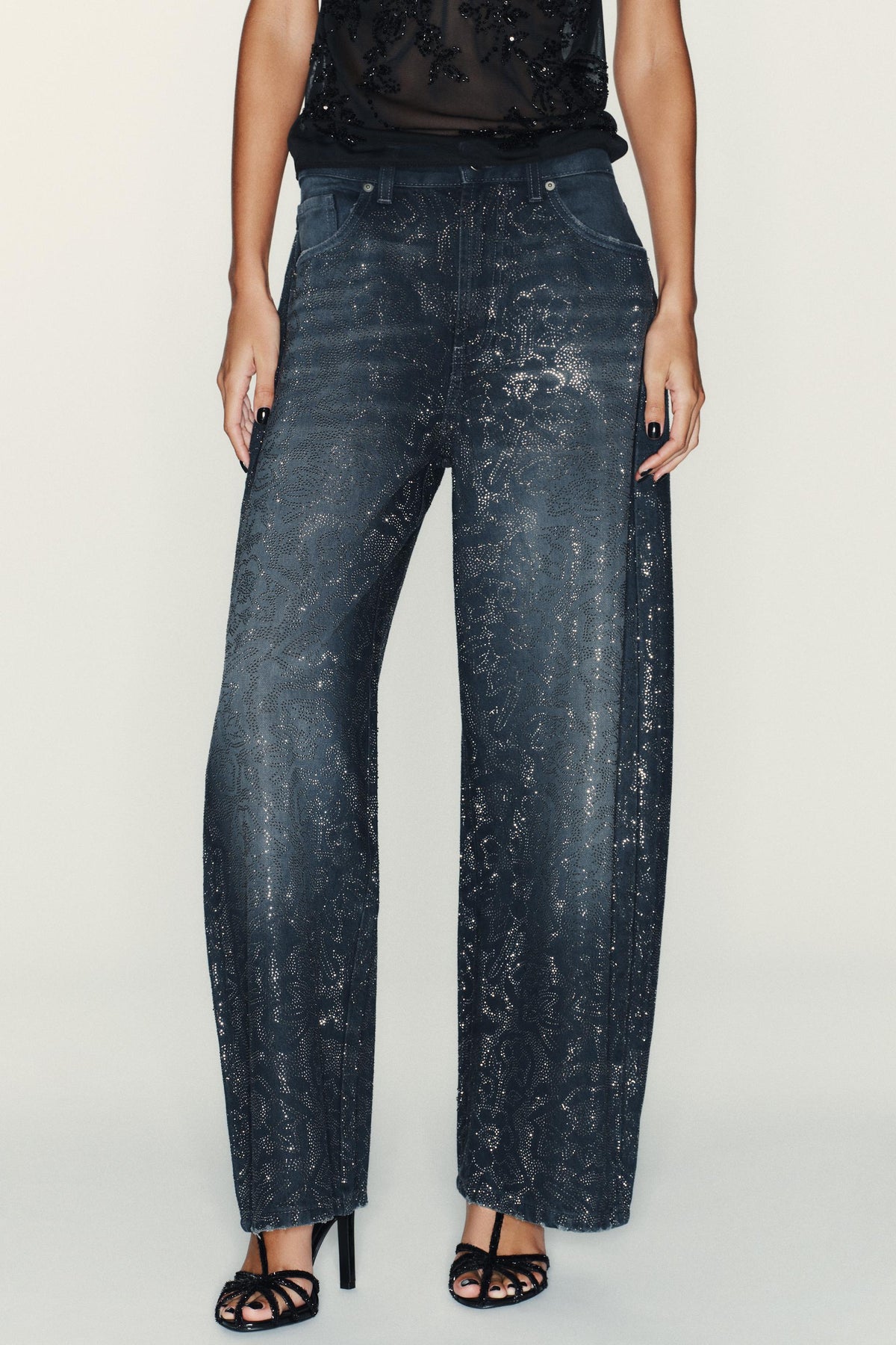 RHINESTONE BAGGY JEANS