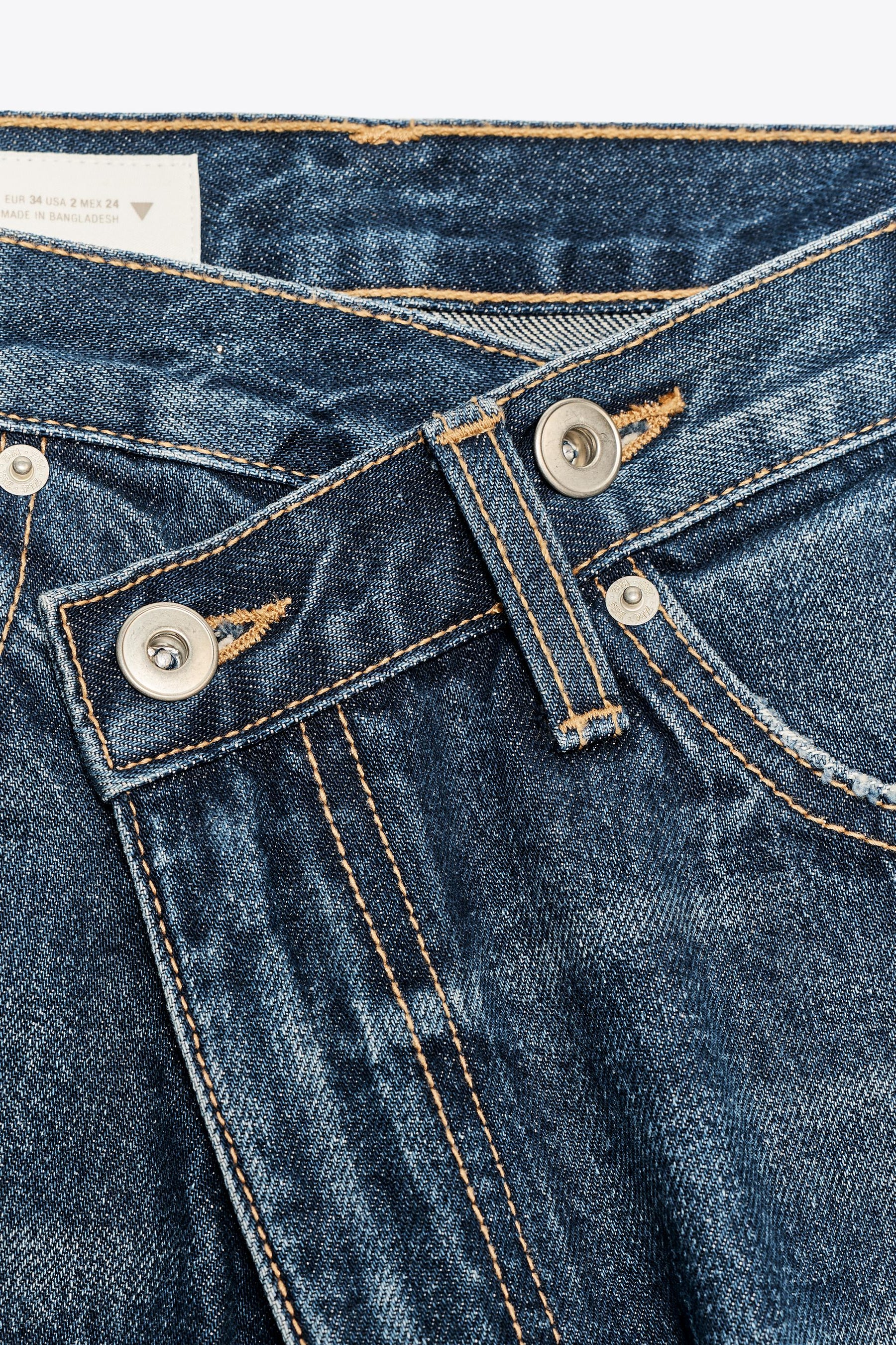 Wide-leg high-waist crossover jeans