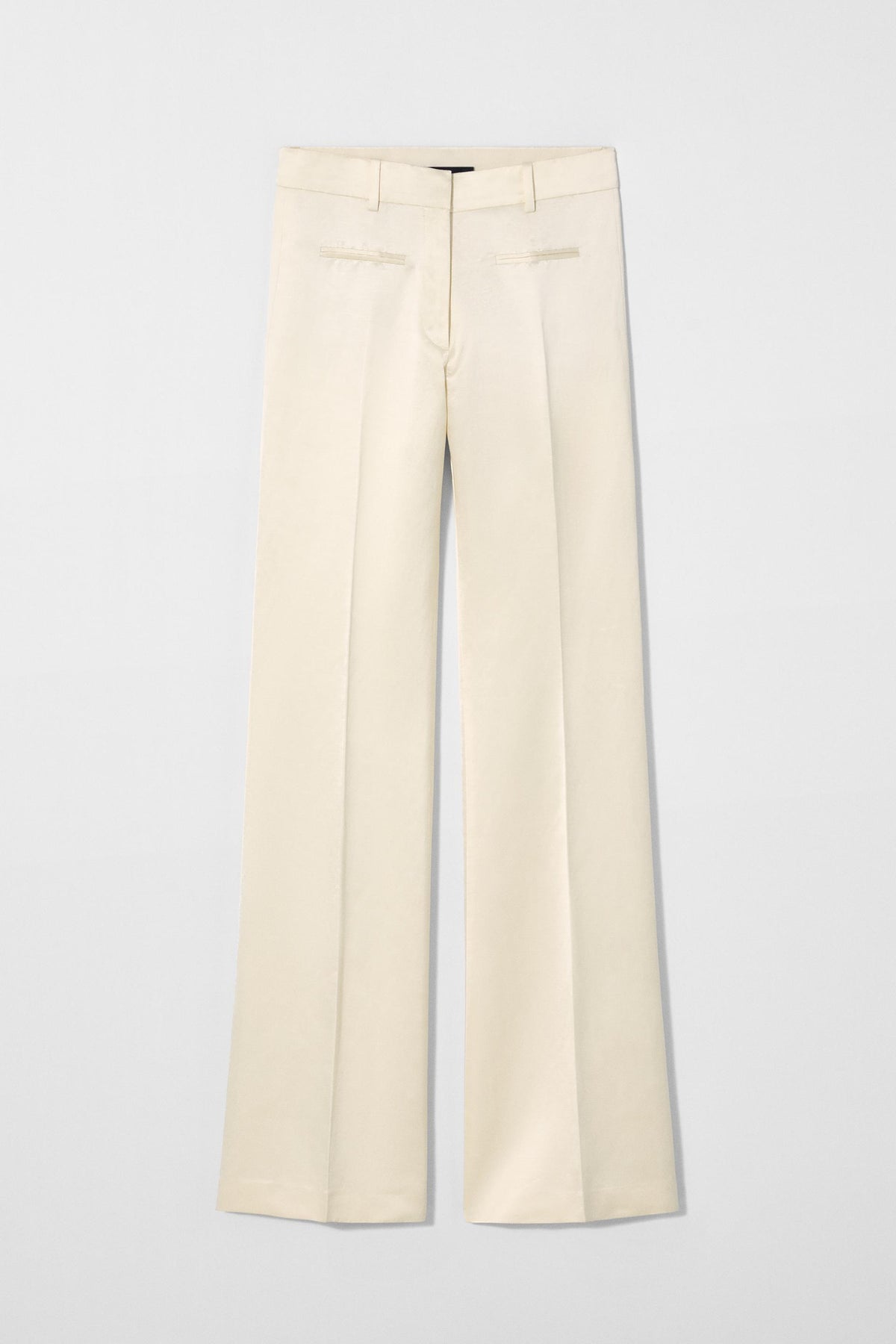 FLARED LINEN BLEND TROUSERS
