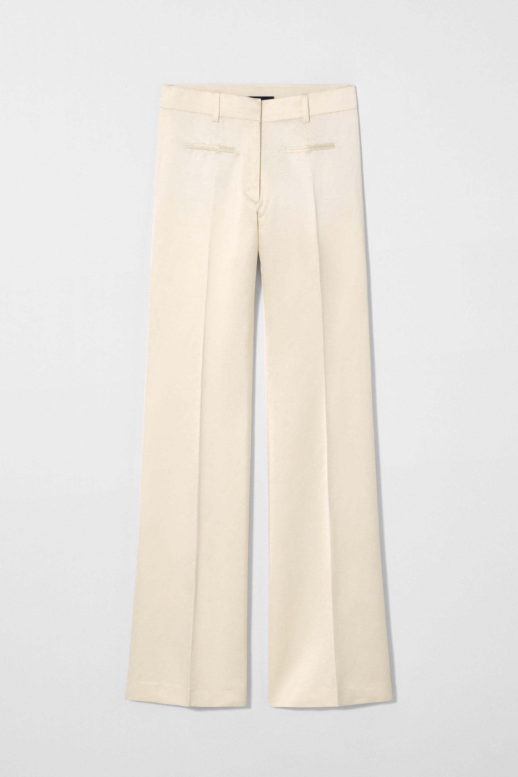 FLARED LINEN BLEND TROUSERS