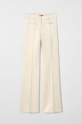 FLARED LINEN BLEND TROUSERS