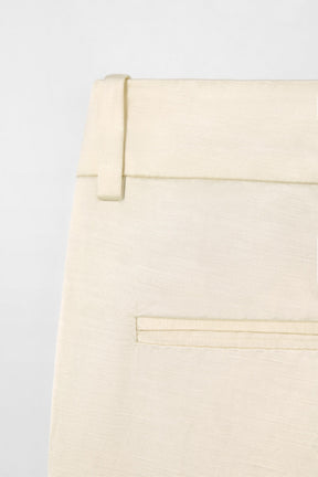 FLARED LINEN BLEND TROUSERS