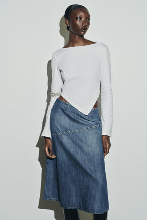 Asymmetric Boat Neck Shirt