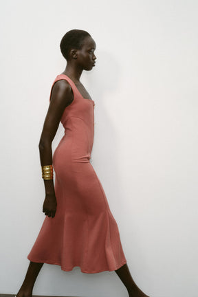 PIQUÉ DRESS WITH BUTTONS - Image 3