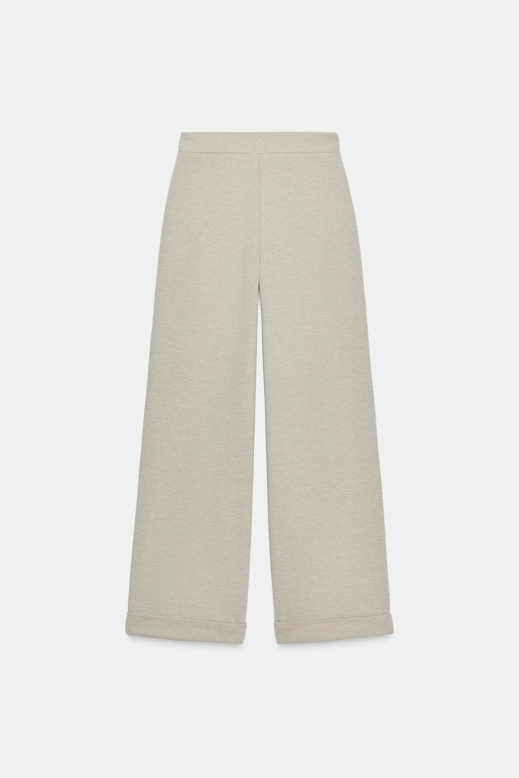 Wide-Leg Twill Trousers