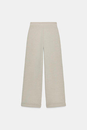 Wide-Leg Twill Trousers
