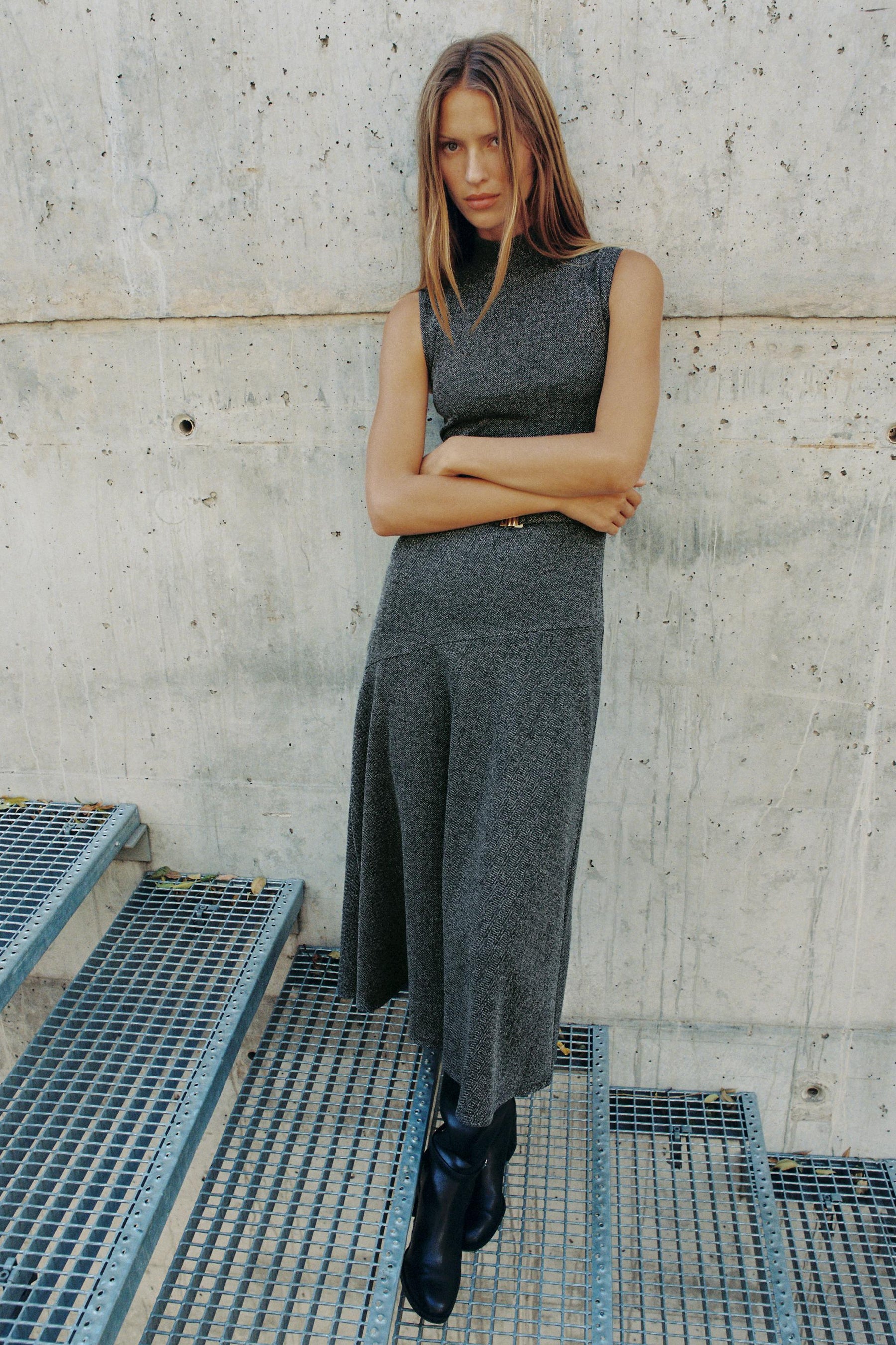 Twill Dress with Belt