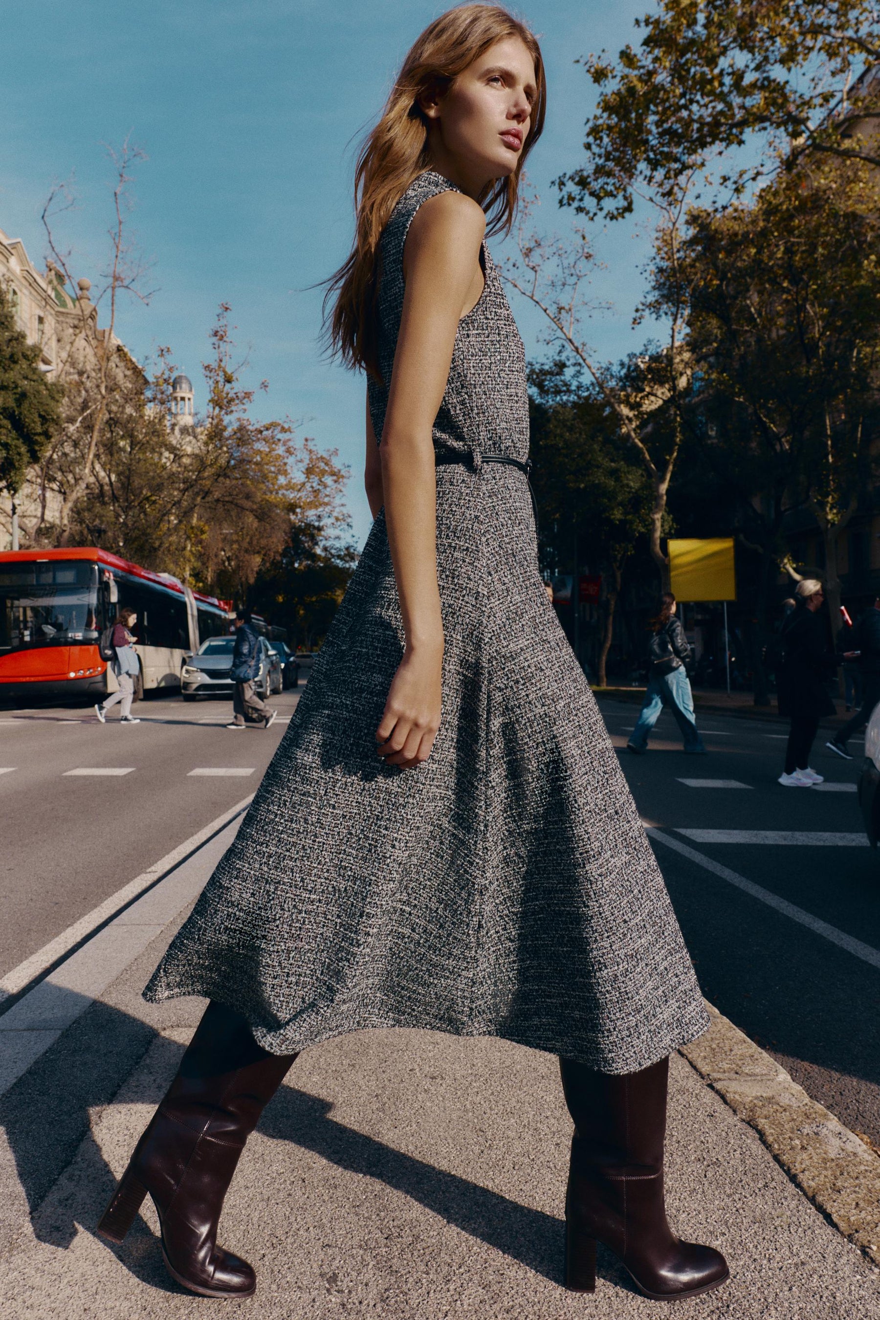 TEXTURED BELTED DRESS - Image 3