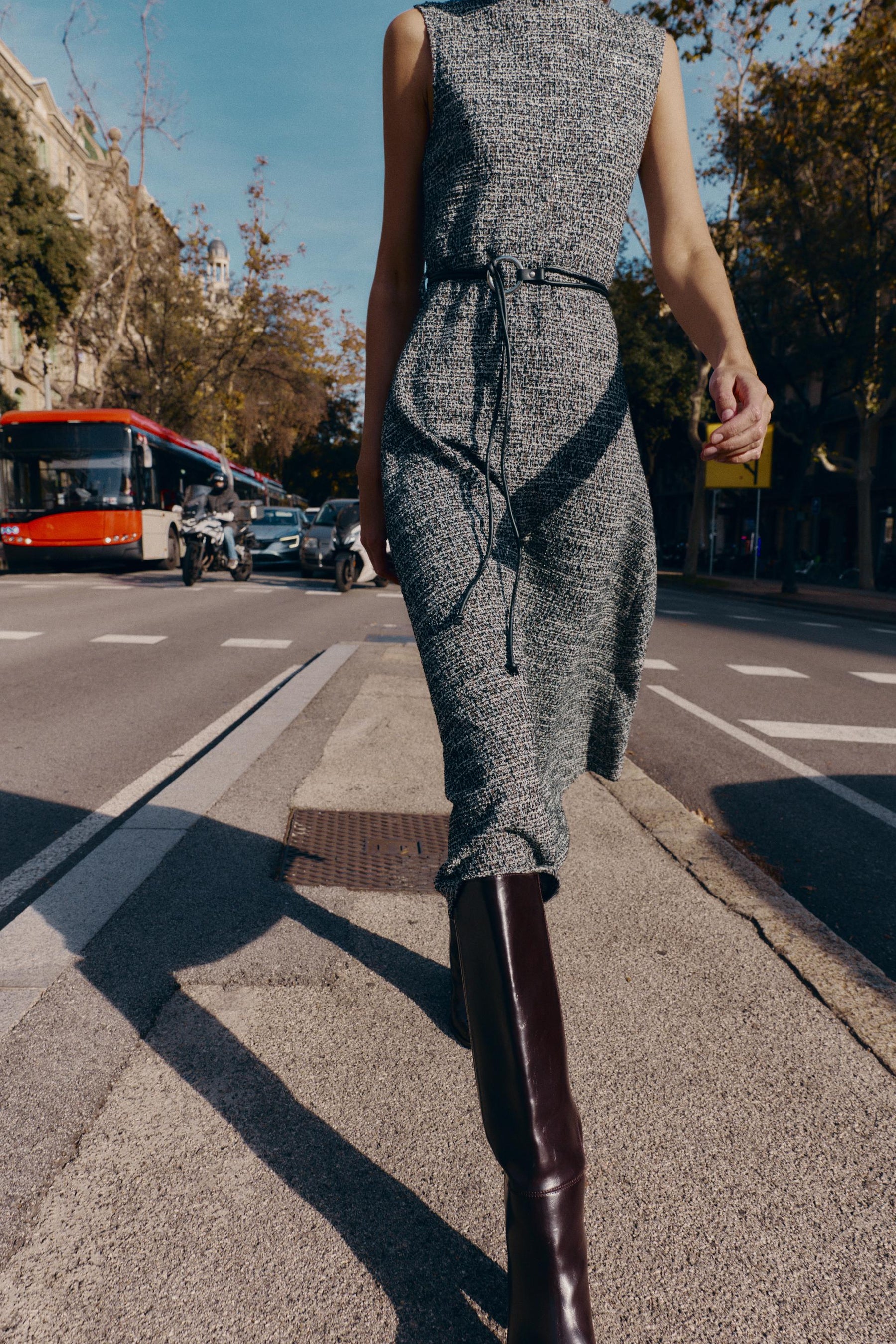 TEXTURED BELTED DRESS - Image 6