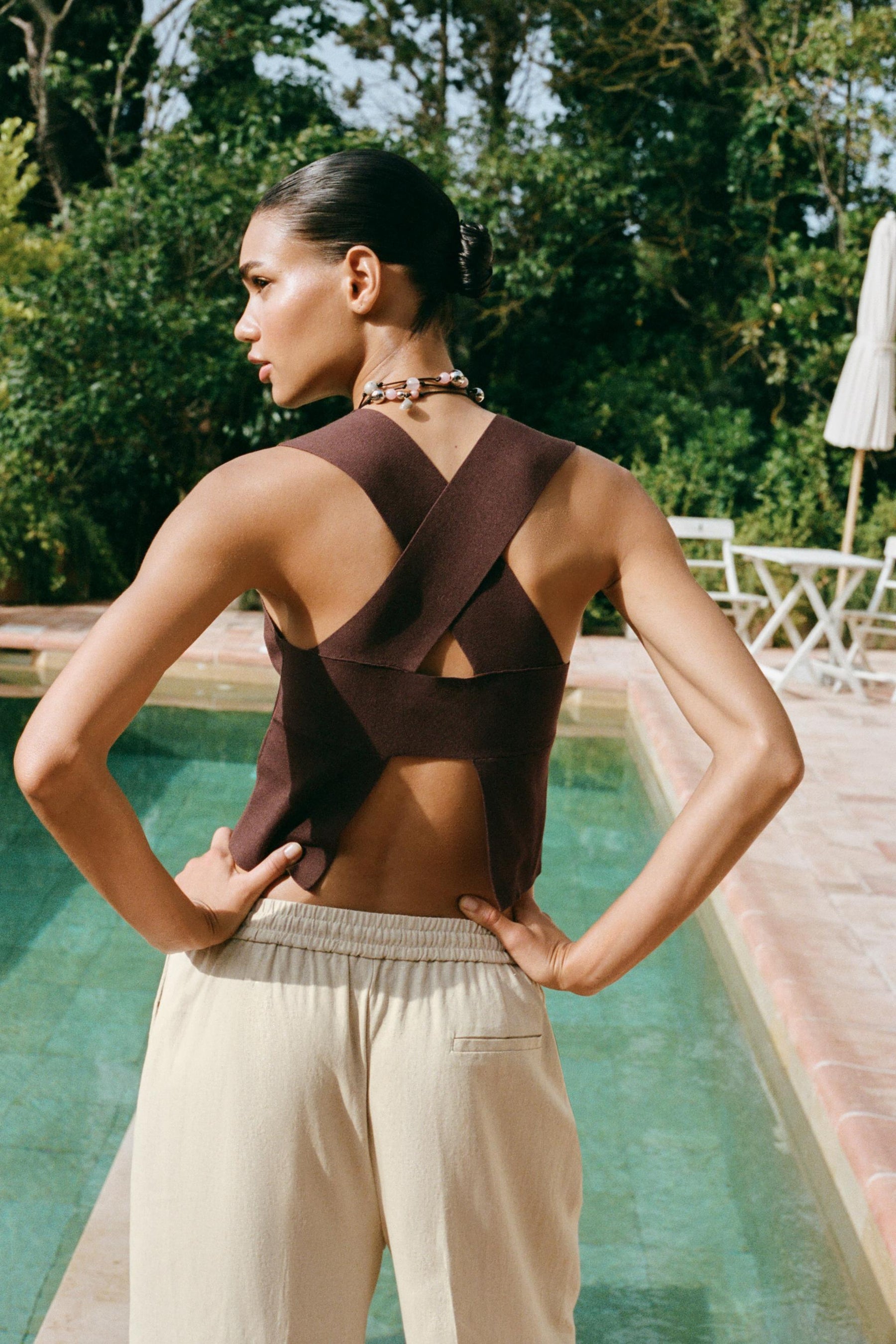 LINEN STRAIGHT TROUSERS