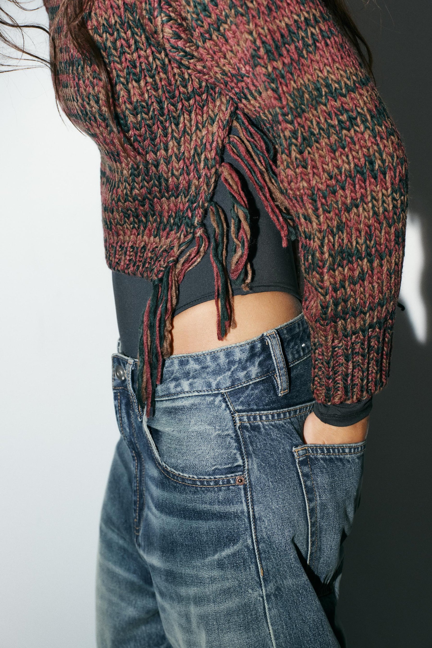 KNIT JUMPER WITH SIDE FRINGES - Image 2