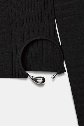 Ribbed Knit Appliqué Top