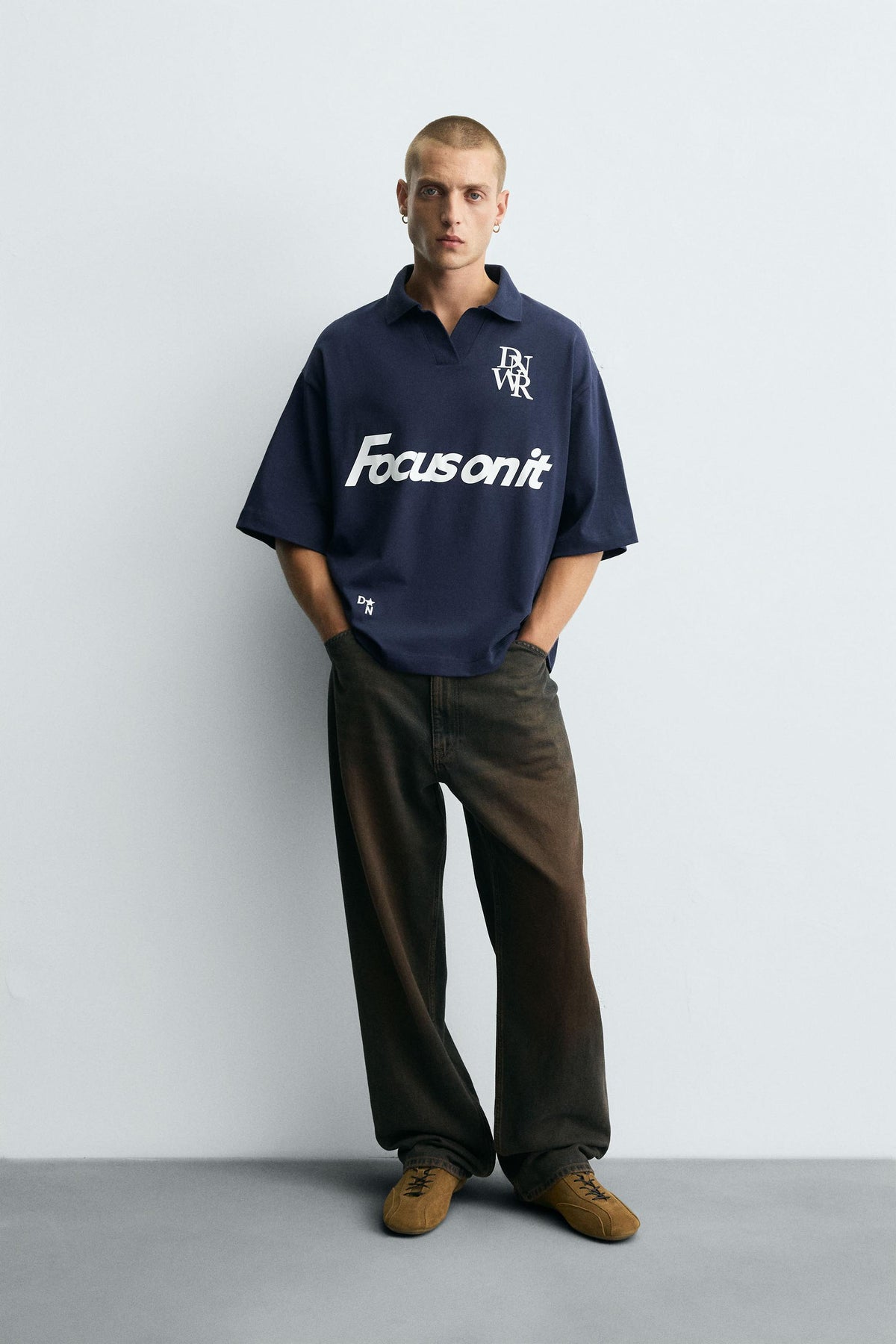 RETRO FOOTBALL PRINT POLO SHIRT - Image 1