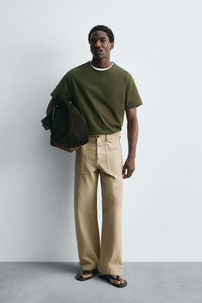 HEAVYWEIGHT RIBBED TRIM T-SHIRT - Image 1