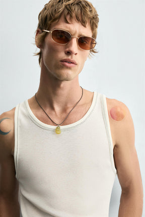 TANK T-SHIRT WITH CONTRAST TOPSTITCHING - Image 5