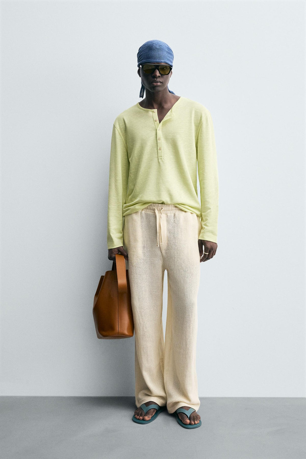 RELAXED FIT OPEN WEAVE TROUSERS - Image 1