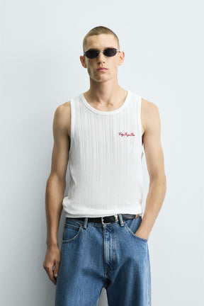 EMBROIDERED RIB TANK T-SHIRT - Image 2
