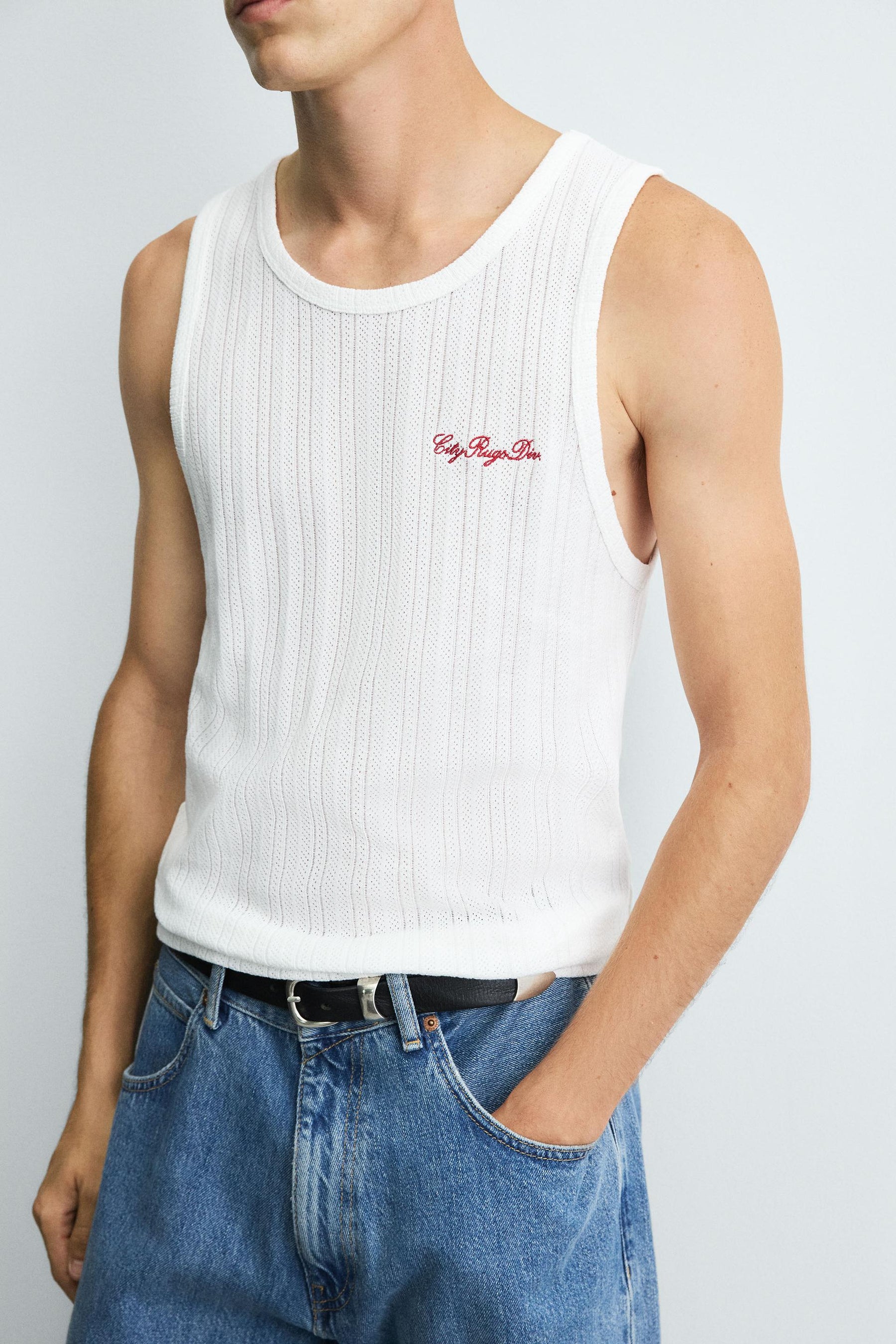 EMBROIDERED RIB TANK T-SHIRT - Image 6