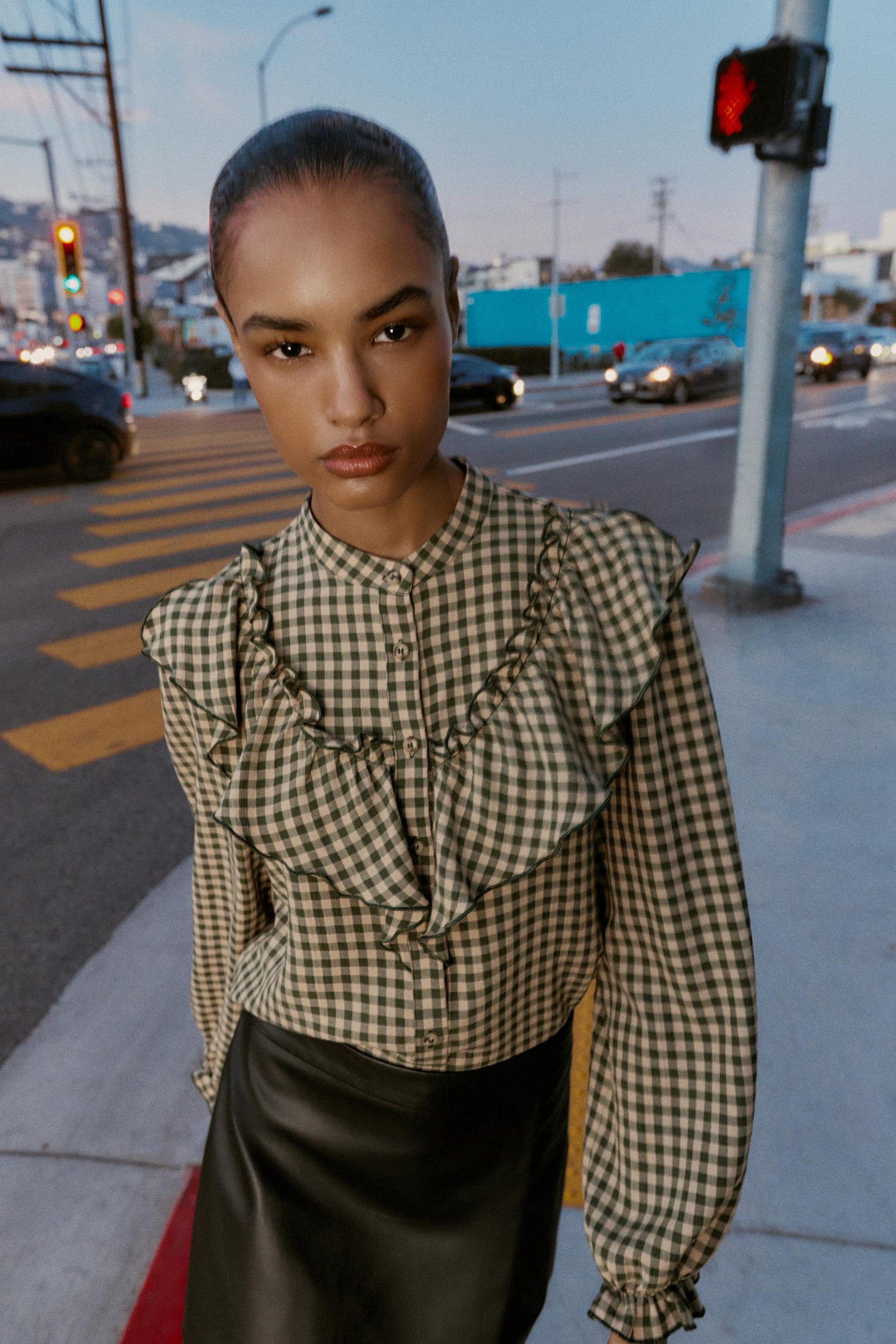 Ruffled Gingham Blouse