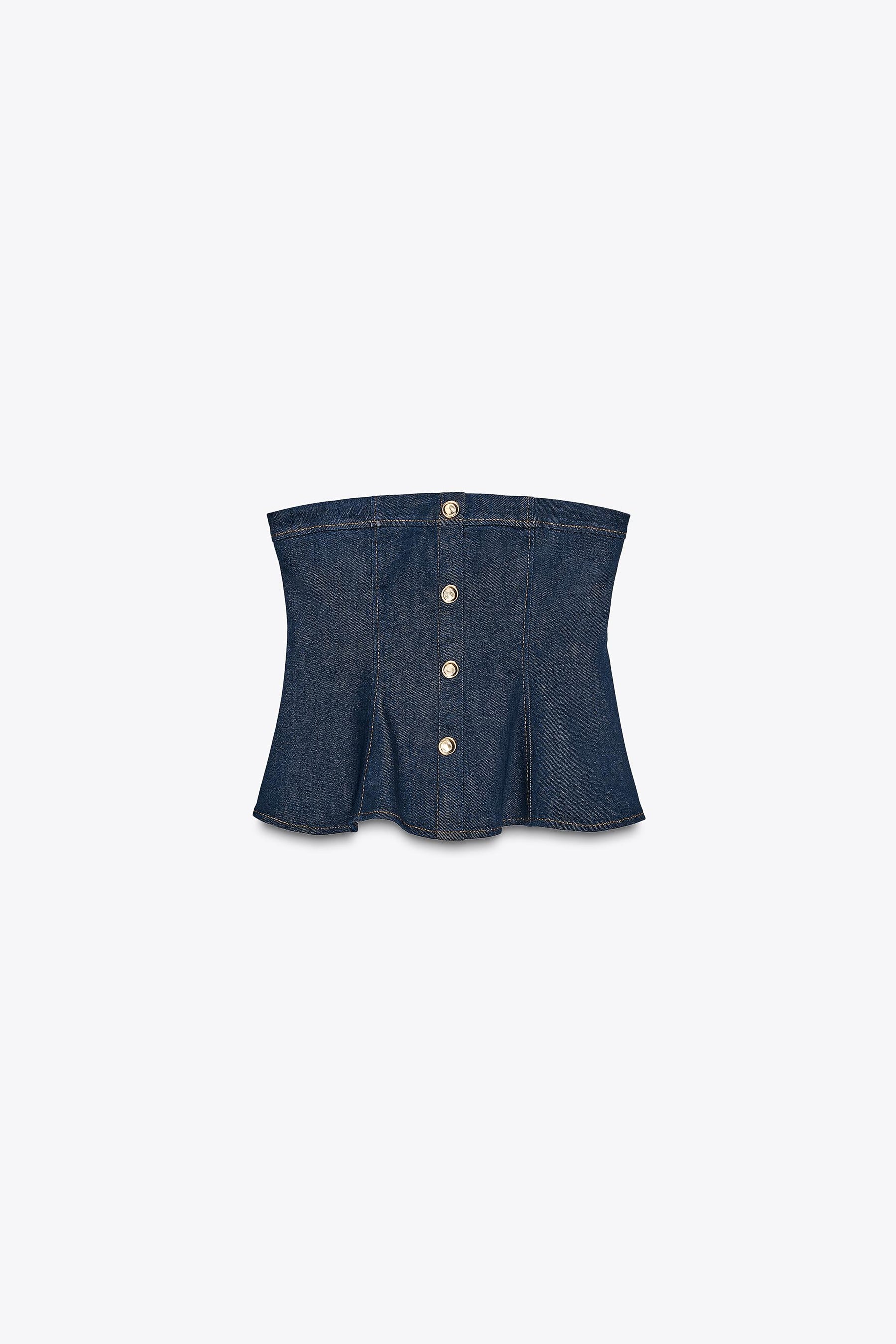 Denim Peplum Top