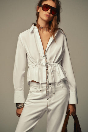 Topstitched Poplin Shirt