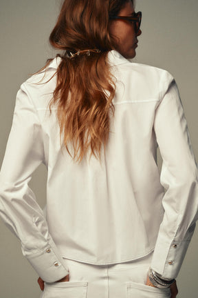 Topstitched Poplin Shirt