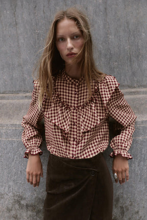 Ruffled Gingham Blouse