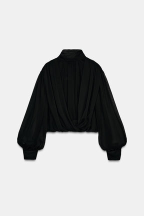 SEMI-SHEER DRAPED SHIRT