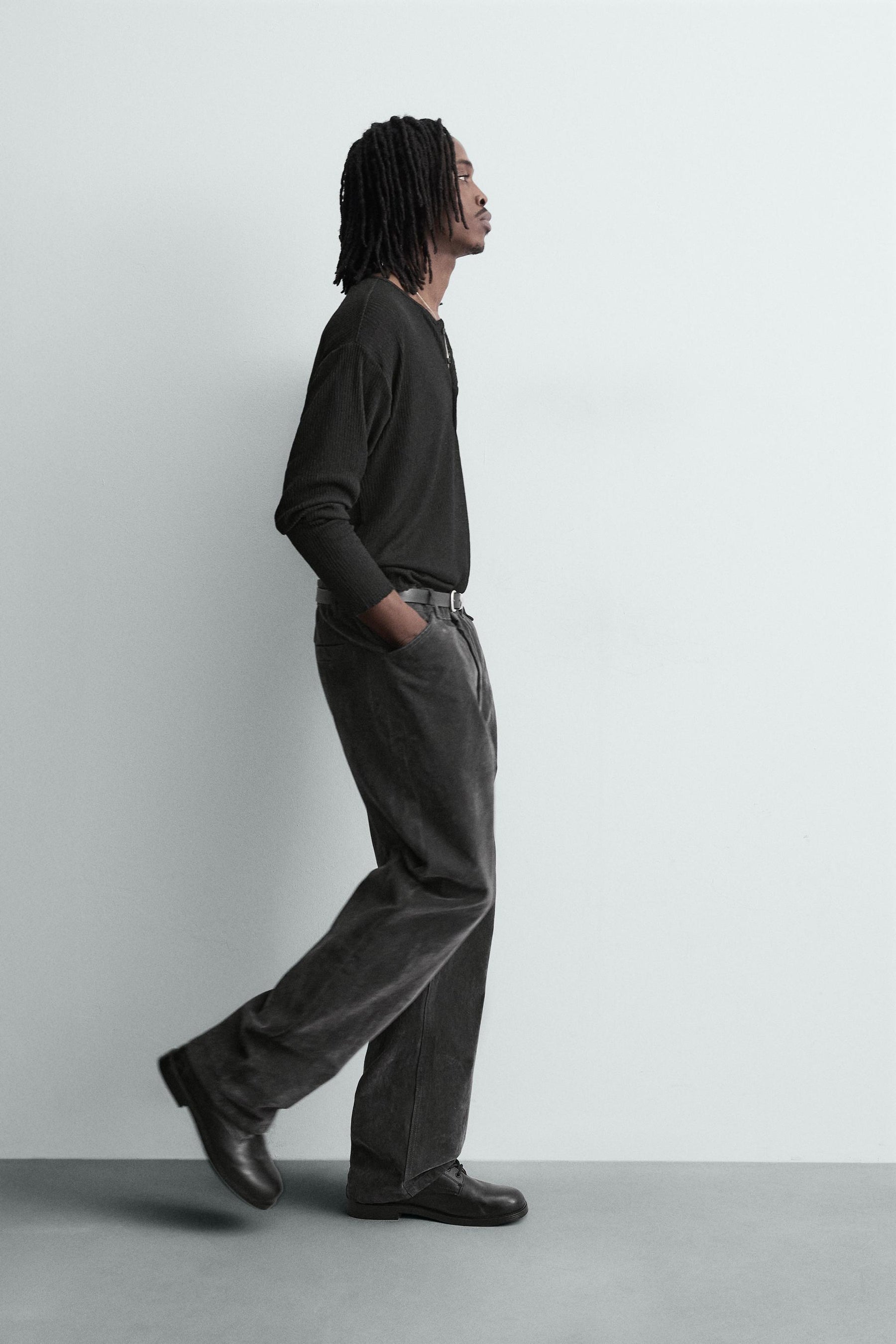 Flocked Relaxed Trousers