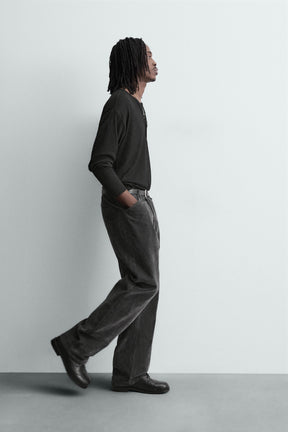 Flocked Relaxed Trousers