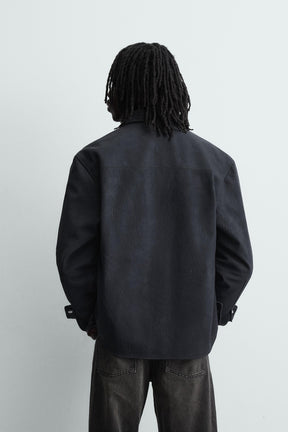 RELAXED FIT LEATHER EFFECT OVERSHIRT - Image 3